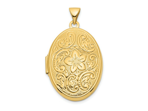 FJC Finejewelers 14 kt Yellow Gold Reversible Floral Swirl Design 26mm Oval Charm Locket 33 mm x 19 mm GQXL840A