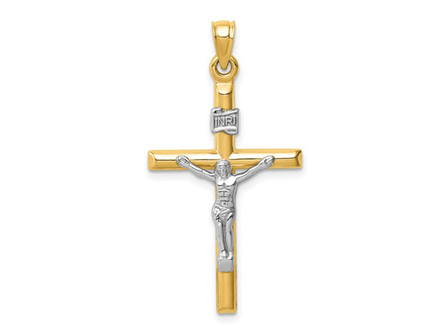 FJC Finejewelers 14 kt Two Tone Gold Hollow Crucifix Charm 36 x 20 mm GQXR1846C