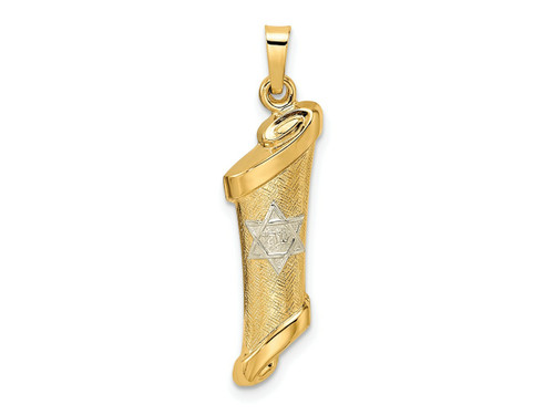 FJC Finejewelers 14 kt Two Tone Gold Polished and Textured Hollow Mezuzah Charm 31 x 7 mm GQXR2025C