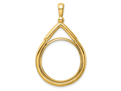 FJC Finejewelers 14 kt Yellow Gold Layered Top Teardrop 22.0mm Prong Coin Bezel Pendant 44 mm x 27 mm GQC1375220A