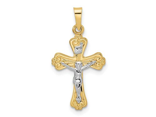 FJC Finejewelers 14 kt Two Tone Gold Polished Solid INRI Crucifix Charm 13 mm GQXR1869C