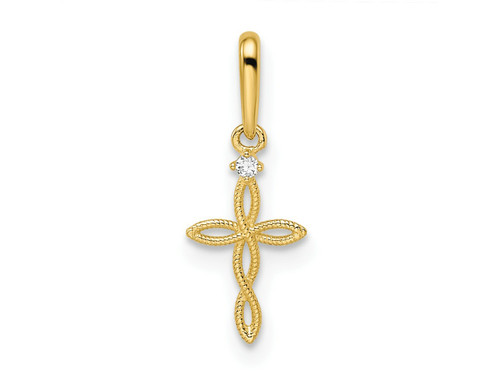 FJC Finejewelers 14 kt Yellow Gold CZ Textured Cross Charm 6 mm GQYC1499A