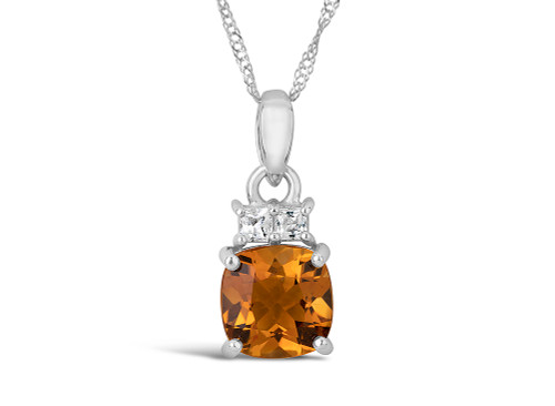 FJC Finejewelers 10k White Gold 7mm Cushion-Cut Citrine with White Topaz Accents Pendant Necklace P1056707AF