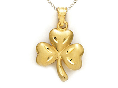 Finejewelers 14k Yellow Gold 3 Leaf Clover Shamrock Pendant Necklace Chain Included CG10180A