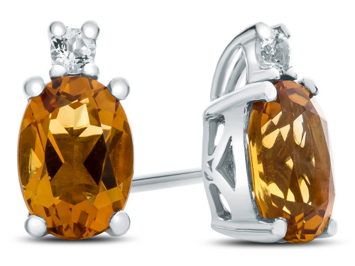 FJC Finejewelers 10k White Gold 7x5mm Oval Citrine with White Topaz Earrings E825001AF