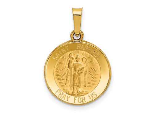 FJC Finejewelers 14 kt Yellow Gold Polished and Satin St Raphael Medal Hollow Charm 18 x 16 mm GQXR1382A