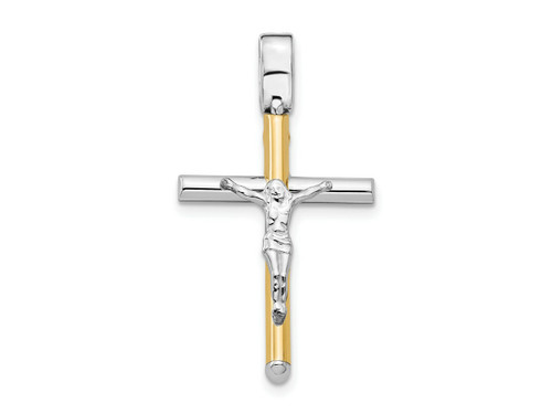 FJC Finejewelers 14 kt Two Tone Gold Fashion Polished Crucifix Charm 32 x 17 mm GQLF864C