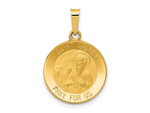 FJC Finejewelers 14 kt Yellow Gold Polished and Satin St. Andrew Medal Hollow Charm 23 x 15 mm GQXR1284A