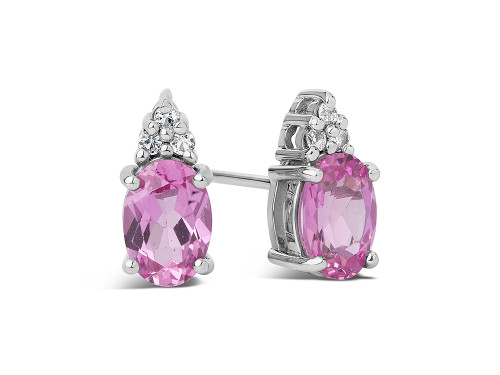 FJC Finejewelers 10k White Gold 7x5mm Oval Created Pink Sapphire with White Topaz Earrings E1067811AF