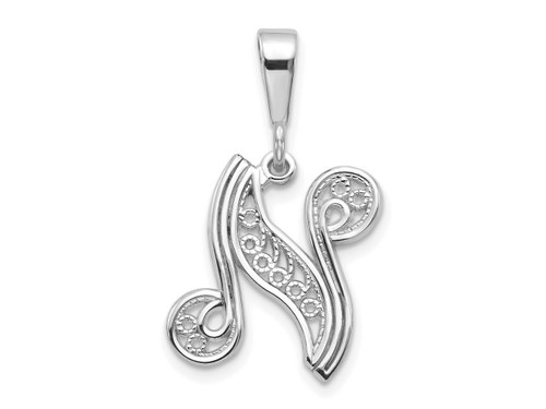 FJC Finejewelers 10 kt White Gold Filigree Initial N Charm 30 x 17 mm GQ10D1281NAF