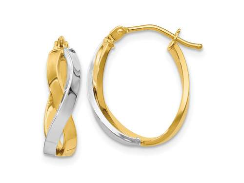 FJC Finejewelers 14 kt Two Tone Gold Two-tone Polished Hinged Hoop Earrings 18 mm x 14 mm GQ24QC