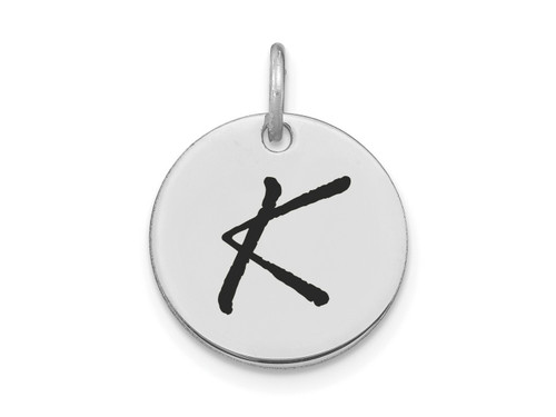 FJC Finejewelers 14 kt White Gold Polished Black Enamel Letter K Initial Disk Charm 15 x 15 mm GQYC1436WKB