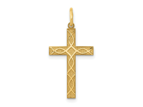 FJC Finejewelers 14 kt Yellow Gold Laser Designed Cross Charm 27 x 13 mm GQXR1199A