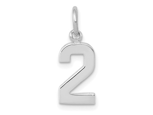 FJC Finejewelers 14 kt White Gold Small Polished Number 2 Charm 15 x 7 mm GQWSP02B