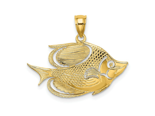 FJC Finejewelers 10 kt Yellow Gold 2-D Polished Textured Fish Charm 14 x 25 mm GQ10K7753W