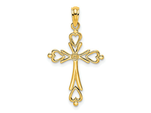 FJC Finejewelers 10 kt Yellow Gold Cross Cut-Out with Heart Ends Charm 23 x 16 mm GQ10K8489W