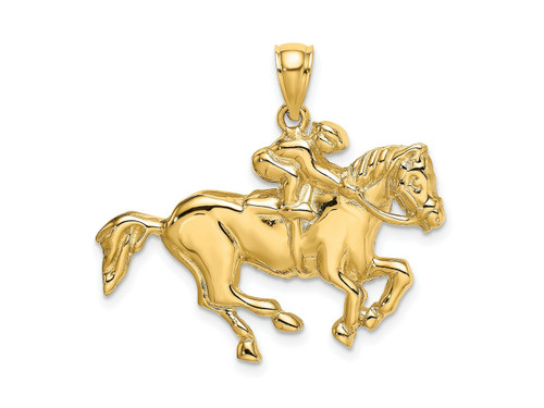 FJC Finejewelers 10 kt Yellow Gold 2-D Jockey on Horse Charm 30 x 33 mm GQ10K6541W