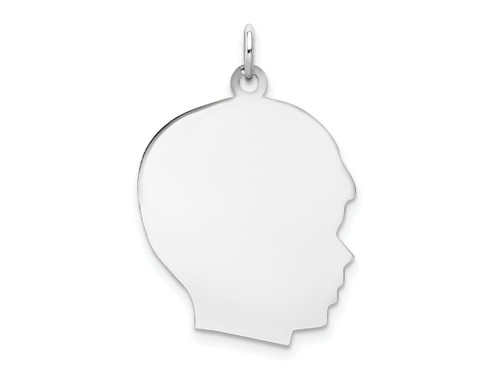 FJC Finejewelers 14 kt White Gold Personalized White Plain Large.018 Depth Facing Right Engravable Boy Charm 30 x 20 mm GQXWM6518B