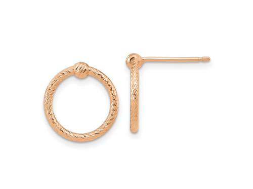 FJC Finejewelers 14 kt Rose Gold Button Polished Bright Cut Twisted Circle Post Earrings 14.6 mm x 13.8 mm GQTF1989RP