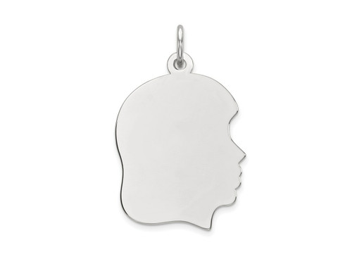 FJC Finejewelers 14 kt White Gold Personalized White Plain Medium.035 Depth Facing Right Engravable Girl Charm 27 x 17 m GQXWM6035B