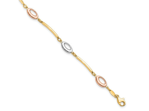 FJC Finejewelers 10 kt Tri Color Gold Fancy Tri-Color Polished Bracelet 7.5 Inches x 6 mm GQ10LF54275BH