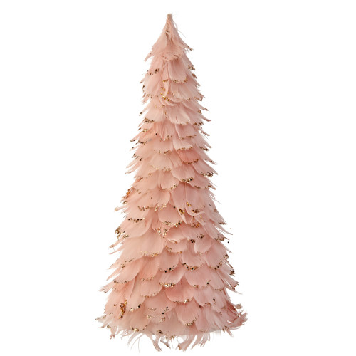 18" Pink Feather Cone Christmas Tree with Glitter Tips