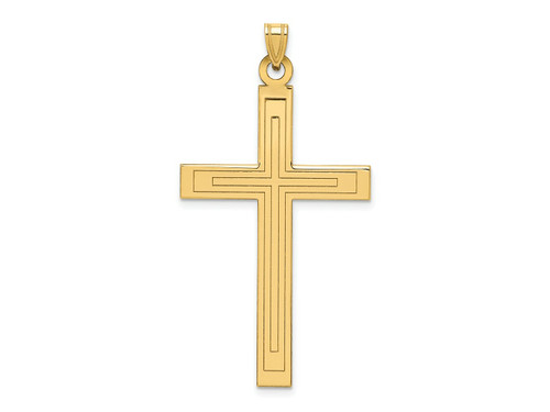 FJC Finejewelers 14 kt Yellow Gold Solid Laser Etched Cross Charm 49 x 26 mm GQXR117A