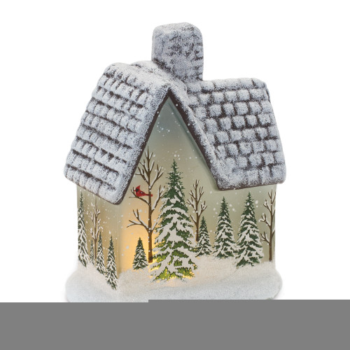 Set of 2 LED Lighted Christmas Cardinal Winter Houses 7.5"
