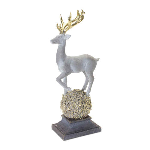 14" Winter Deer on Orb Christmas Tabletop Figurine