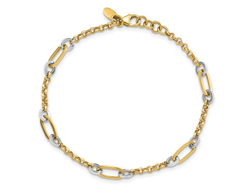 FJC Finejewelers 14 kt Two Tone Gold Fancy Oval Link and Chain with .5 in ext Bracelet 7.25 Inches GQFB1884725C