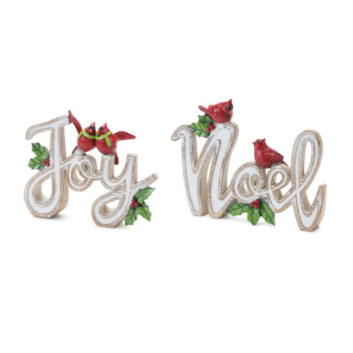 Set of 2 "Joy" and "Noel" Christmas Tabletop Word Signs 8.25"