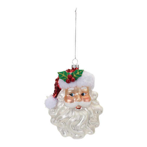 Northlight Set of 3 Red and Green Santa Glass Christmas Ornaments 4.25  (108mm)