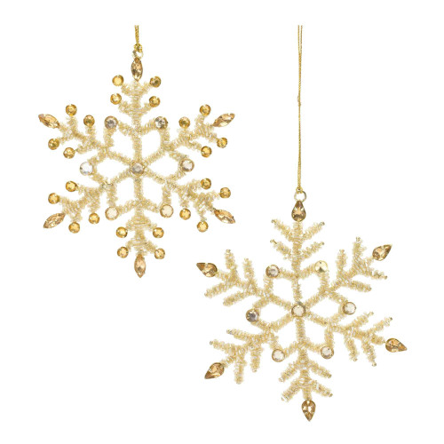 Jeweled Snowflake Christmas Ornaments - 5.5" - Set of 12