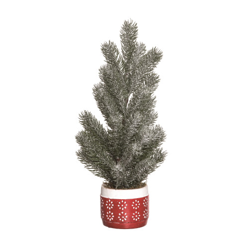 18" Potted Evergreen Artificial Christmas Tree, Unlit