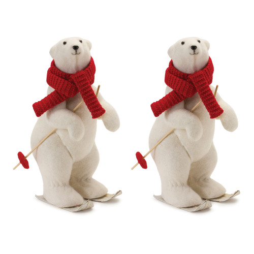 Polar Bears on Skis Christmas Tabletop Decorations - 15.5" - Set of 2