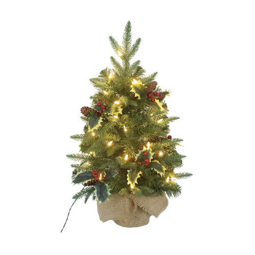 2' Pre-lit Berries and Pinecone Potted Artificial Christmas Tree