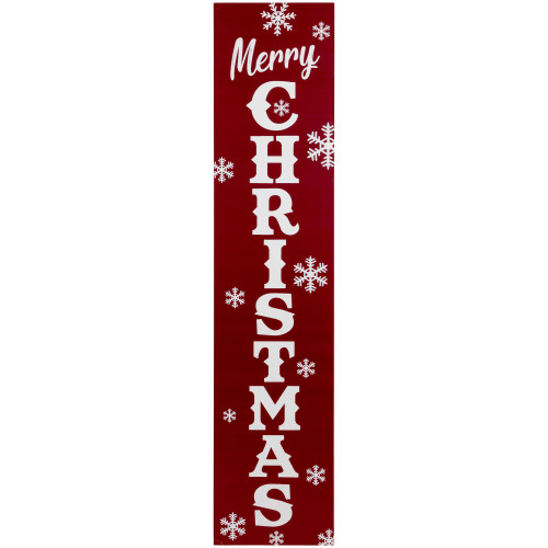 36" Red and White "Merry Christmas" and Snowflake Porch Board Sign Decoration