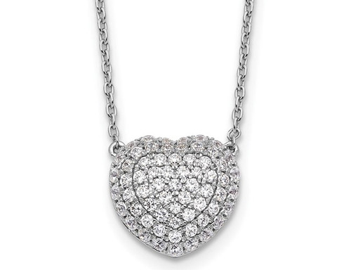 3/4 Carat (ctw VS2-SI1, D-E-F) Lab-Grown Diamond Cluster Heart Pendant Necklace in 14K White Gold with Chain