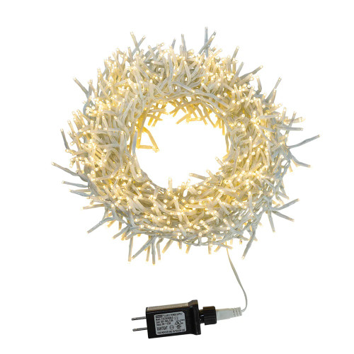 1000-Warm White LED Cluster Christmas Lights, 33 ft White Wire