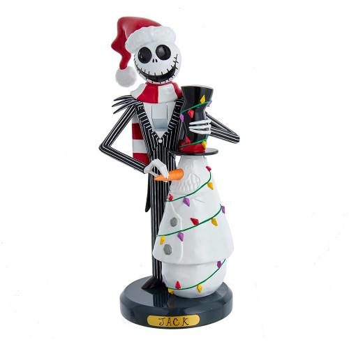 Disneys Nightmare Before Christmas Jack Skellington with Snowman Nutcracker - 11"