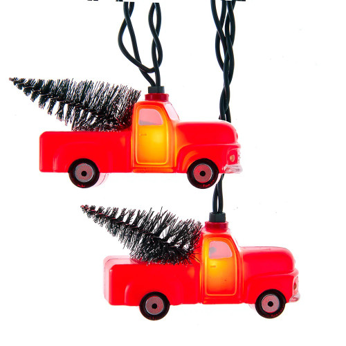 10-Count Red Truck Christmas Light Set, 2.5ft Green Wire