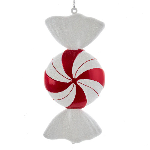 Pack of 6 Red and White Glittered Peppermint Candy Christmas Ornaments 12"