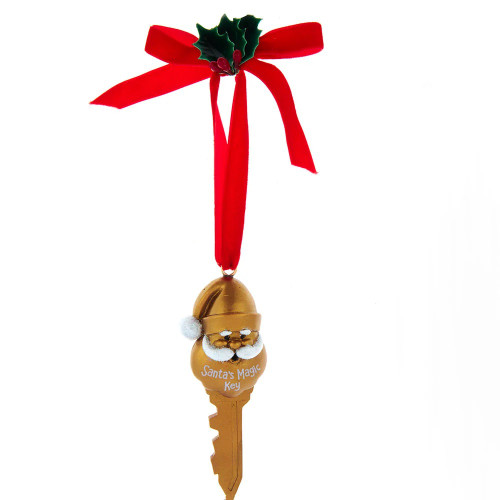 Pack of 12 Gold and Red "Santa's Magic Key" Christmas Ornaments 14.5"
