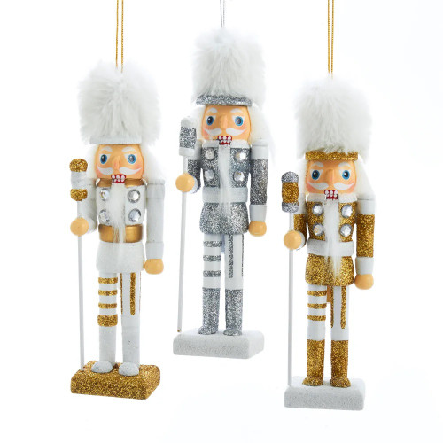Pack of 12 Gold and White Hollywood Nutcracker Christmas Ornaments 11.5"