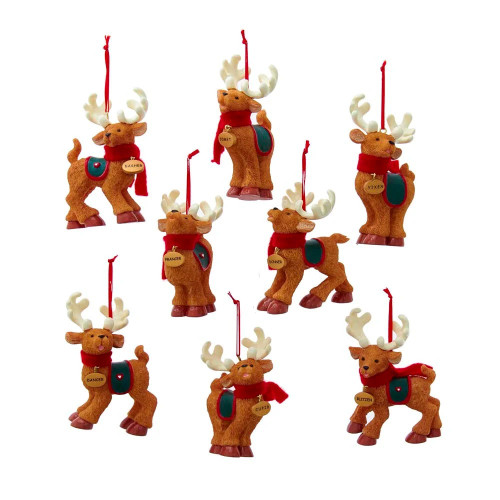 Pack of 8 Brown and Red Holly Dearie Reindeer Christmas Ornaments 3.75"