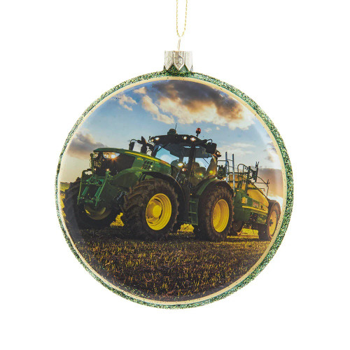 Pack of 24 John Deere Blow Mold Disc Christmas Ornaments 4" (100mm)