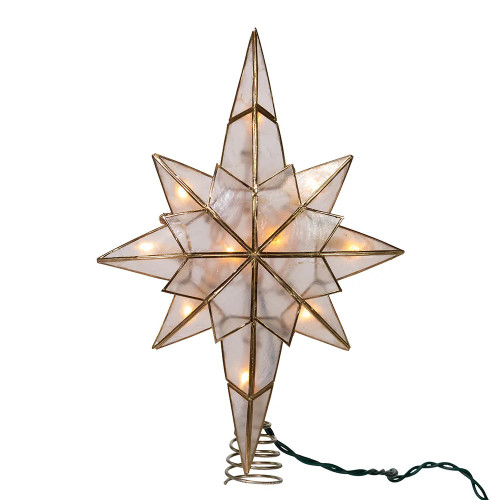 10.75" Lighted Gold Star Christmas Tree Topper, Clear Lights