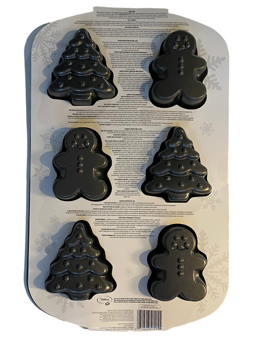 Wilton Non-Stick Baking Pan Christmas Tree Gingerbread Man Cake 6 Mold Used  Once