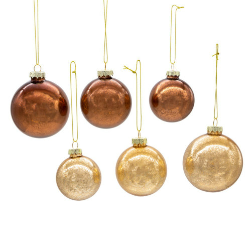 20ct Gold and Bronze Christmas Ball Ornaments 3" (80mm)