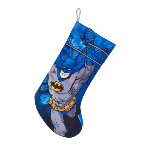 Pack of 4 Blue and Gray Printed Batman Christmas Stockings 17.75"